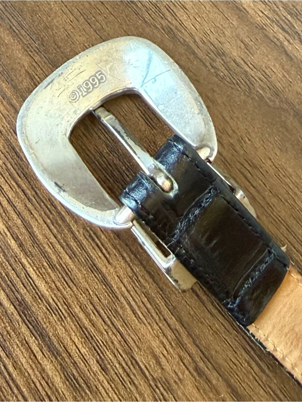 Vintage Safari Western-Style Women's Black Leather Belt with Silver-Tone Buckle - Picture 14 of 15